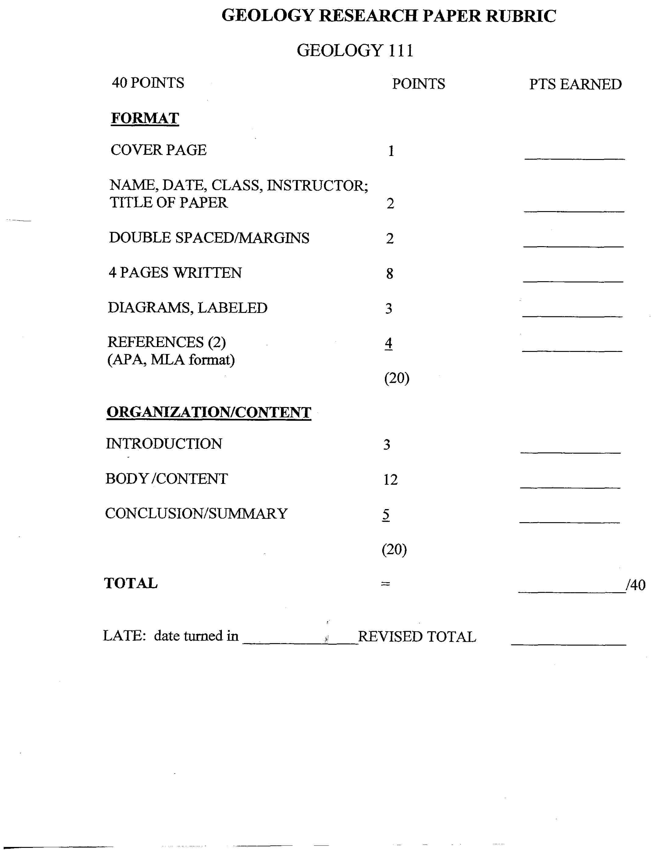 Term paper in geology?