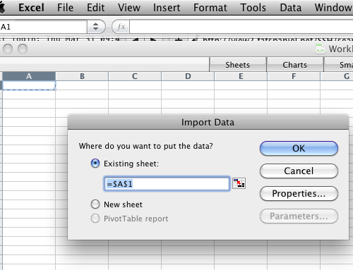 Excel 2008 csv import last step