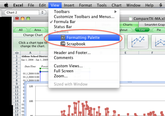 Excel2008 formatting palette