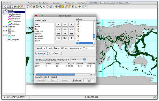 query builder and map sumatra