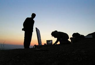 Field work at twilight