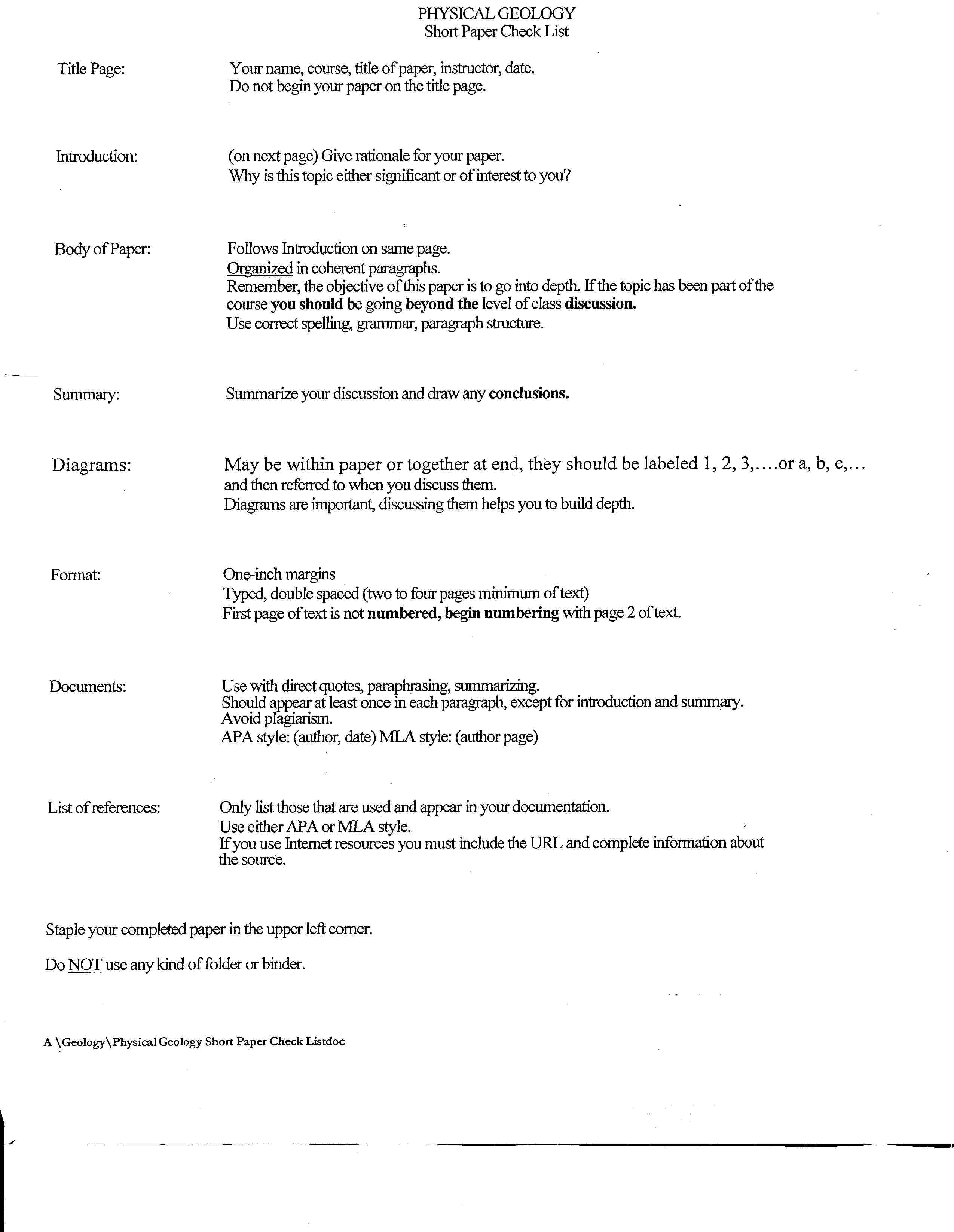 Short Geology Research Paper