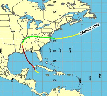 Hurricane Camille Tracking Chart