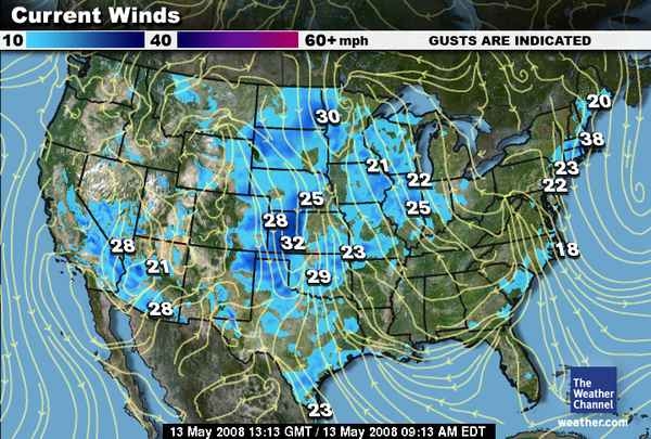 Satellite wind gradient