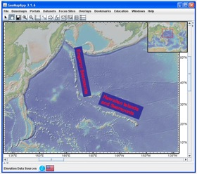 Hawaiian-Emperor seamount chain in GeoMapApp