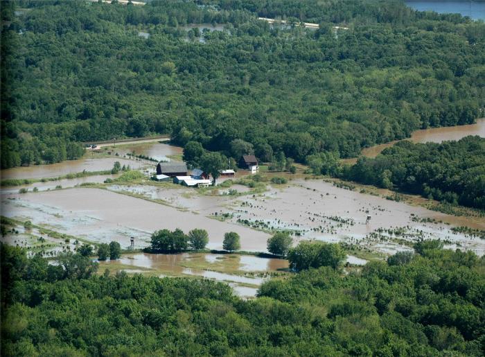 Aerial photo of flooded fields, Wisconsin