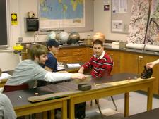 students watching earthquake demonstration