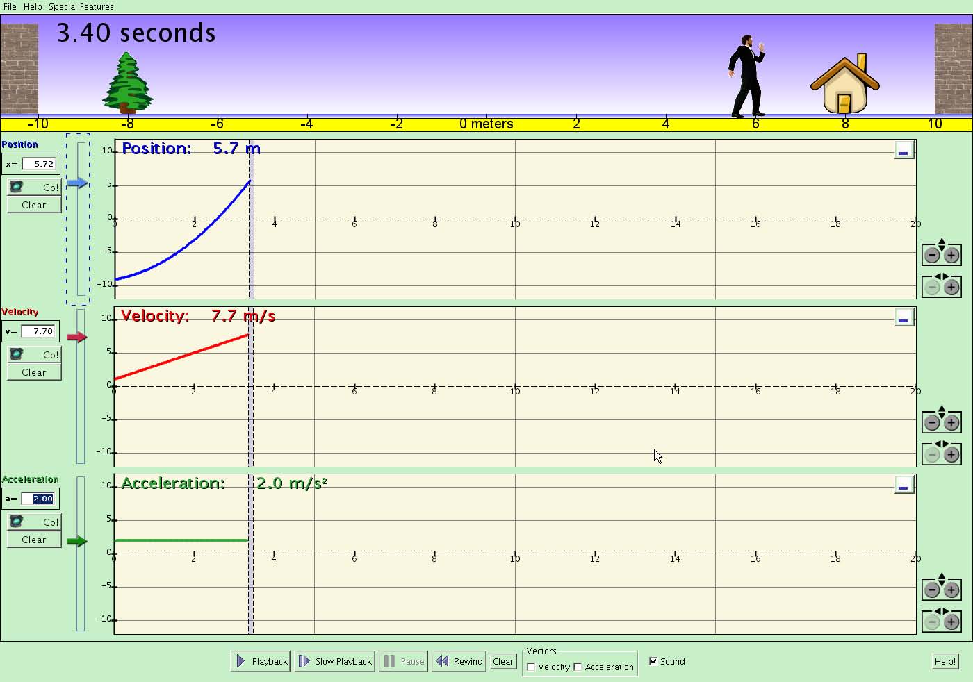 position velocity acceleration graphs physics