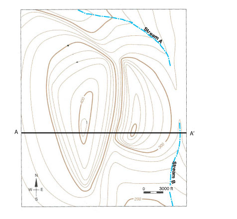 elevation label on a topographic map