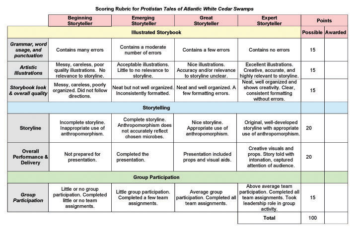 Protistan Tales Rubric