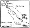 A diagram showing the San Andreas fault relative to California
