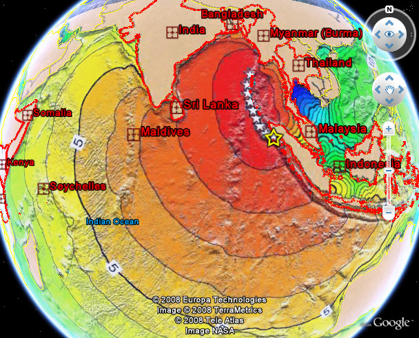 Boxing Day Tsunami Wave Travel Time Overlay