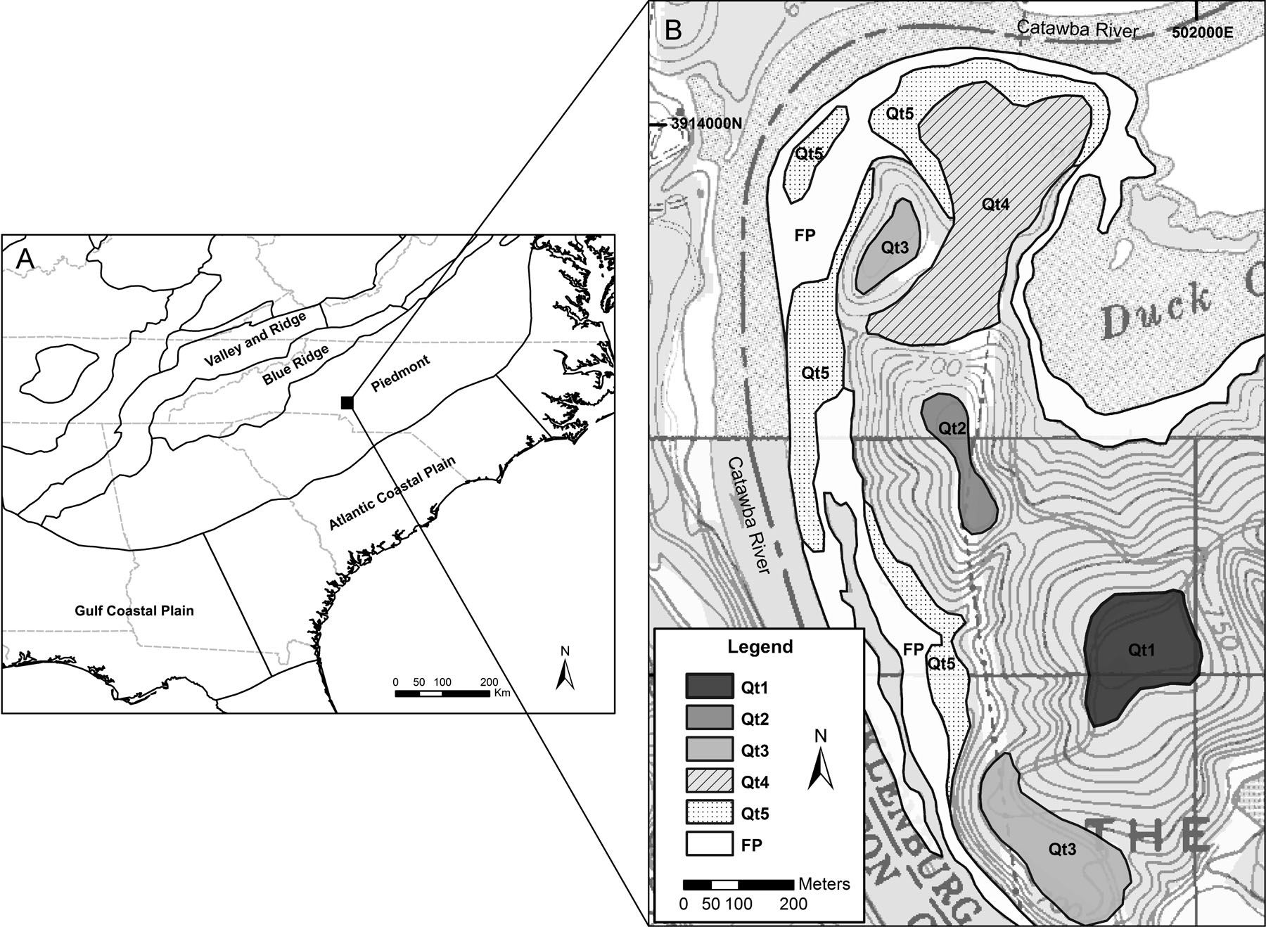 Catawba River terrace map